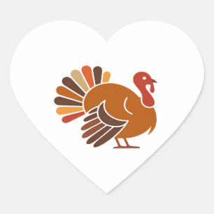 Retro Thanksgiving Turkey – Fall Harvest Design Cl Heart Sticker