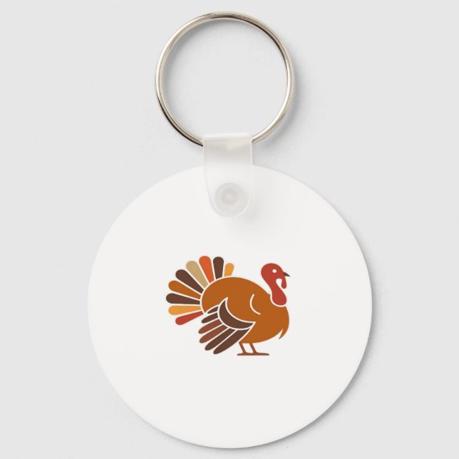 Retro Thanksgiving Turkey � Fall Harvest Design Cl Keychain (Front)