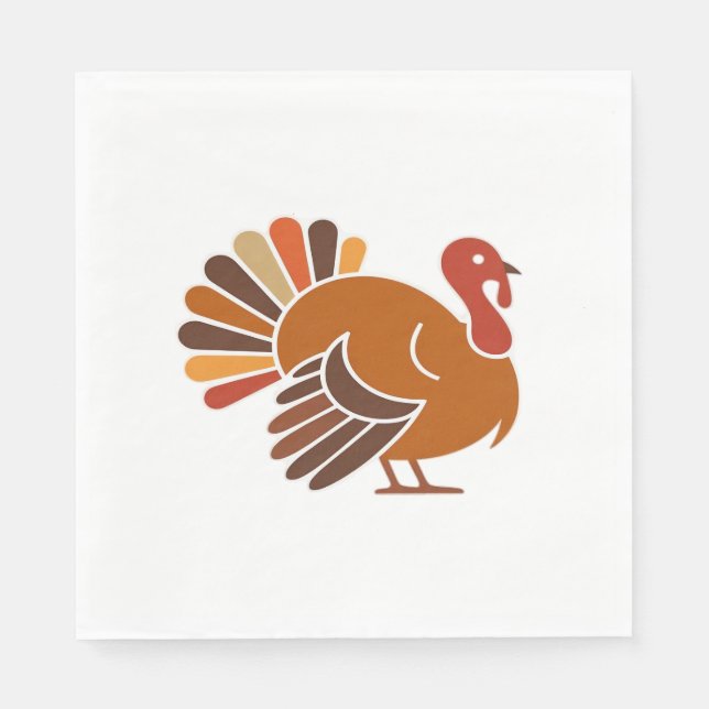 Retro Thanksgiving Turkey – Fall Harvest Design Cl Napkin (Front)