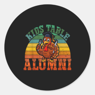 Retro Thanksgiving Turkey Graduate Kids Table Alum Classic Round Sticker
