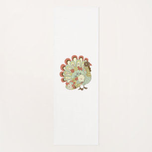 Retro Thanksgiving Turkey  - Vintage Floral Yoga Mat