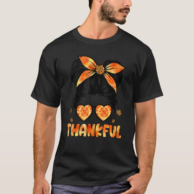 Retro Thanksgiving Women Autumn Fall Leaves Thankf T-Shirt (Front)