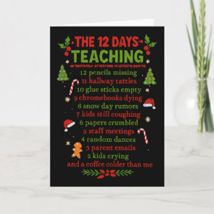 Retro The 12 Days Of Teaching Christmas Teacher Xm Card