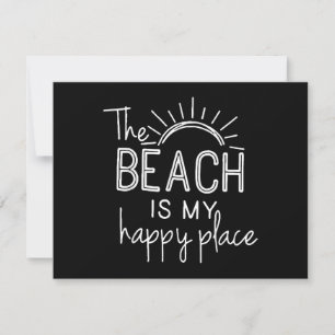 Retro The Beach is My Happy Place Funny Summer Bea Holiday Card