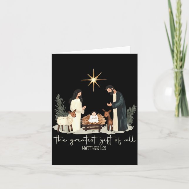 Retro The Greatest Gift Of All Jesus Nativity Chri Card (Front)