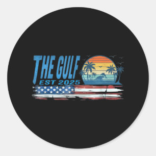 Retro The Gulf Est 2025 Women Men  Classic Round Sticker