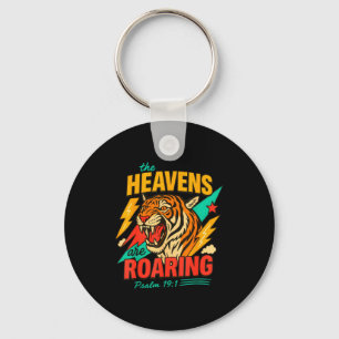 Retro The Heavens Are Roaring Believer Bible Verse Keychain