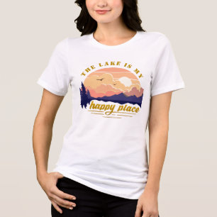 Retro "The Lake Is My Happy Place" Summer Tri-Blend Shirt