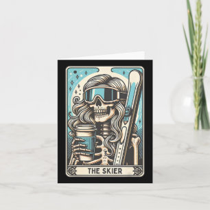 Retro The Skier Tarot Card Funny Skeleton Skier Sk
