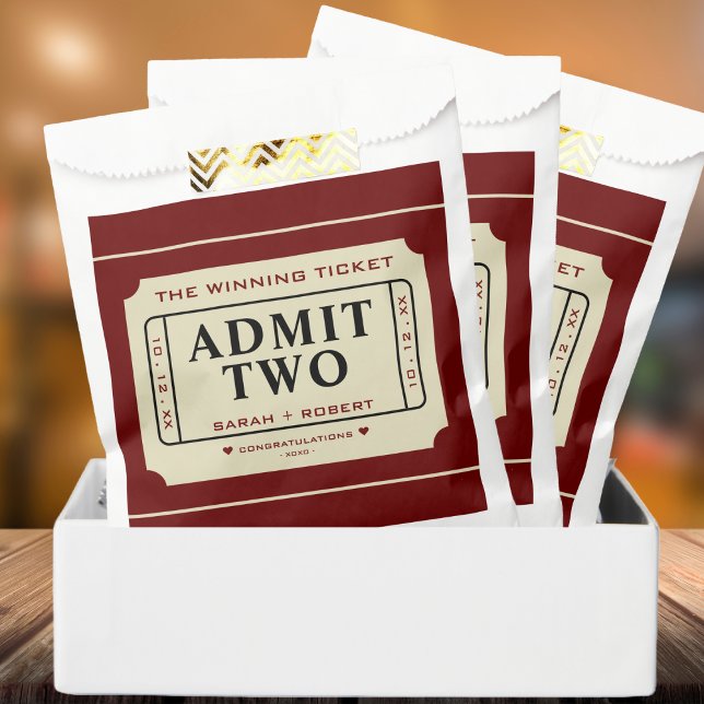 Retro The Winning Ticket Stub Admit Two Wedding Favour Bag (Retro The Winning Ticket Stub Admit Two Wedding Favor Bag)
