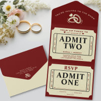Retro Theatre Movie Ticket Stub Admit Two Wedding