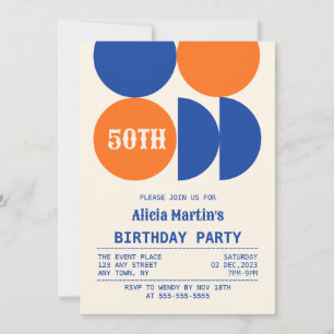 Retro Theme Circle Geometric Pattern Birthday Invitation