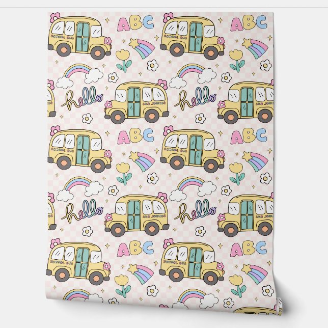 Retro Theme School Wallpaper (Unrolling)