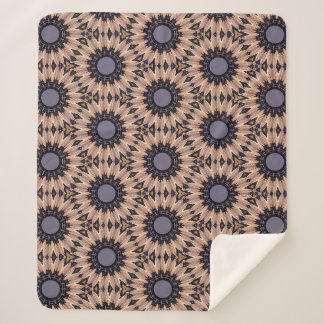 Retro-Themed Bold Gray & Brown Blooms Sherpa Blanket