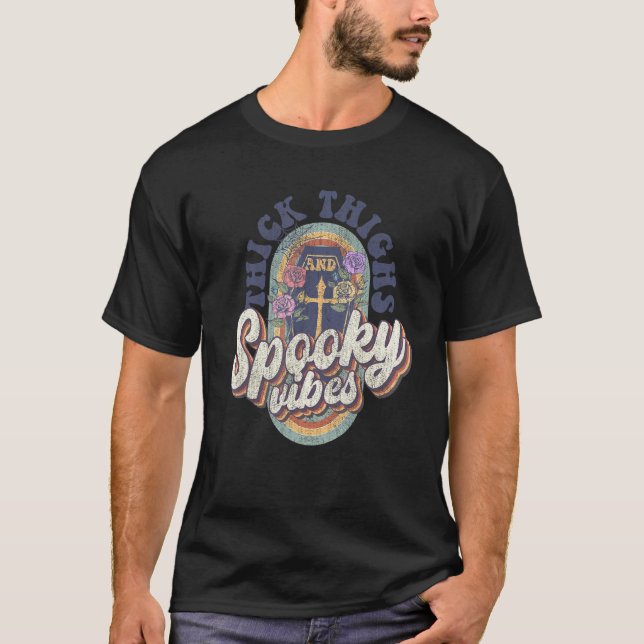Retro Thick Thighs Witch Vibes T-Shirt (Front)