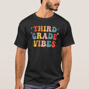 Retro Third 3rd Grade Vibes Teacher Kids Boys Back T-Shirt