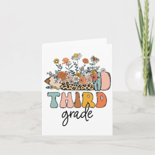 Retro Third Grade Teachers Leopard Ck To School St Card