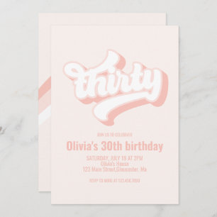 Retro Thirtieth Birthday pink Invitation