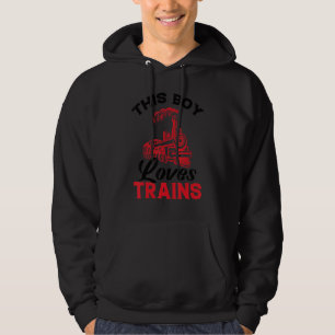 Retro This Boy Loves Trains Railroad locomotive Lo Hoodie