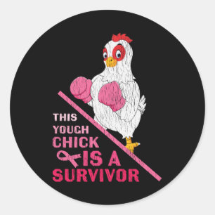 Retro This Chick Breast Cancer Awareness Survivor Classic Round Sticker
