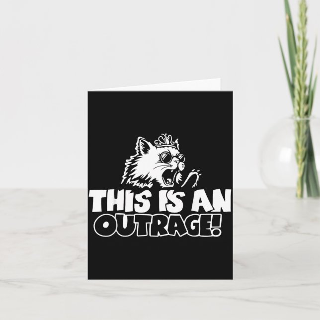 Retro This Is An Outrage Quote Meme Cat Cute Funny Card (Front)