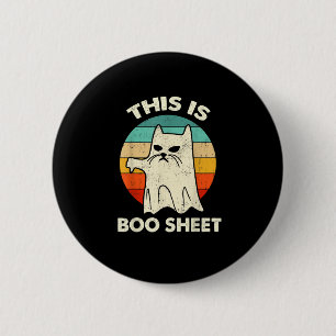 Retro This Is Boo Sheet Cat Ghost Funny Halloween  2 Inch Round Button