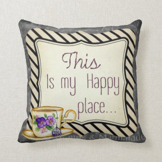 Retro "This is My Happy Place" motivation poster, Throw Pillow