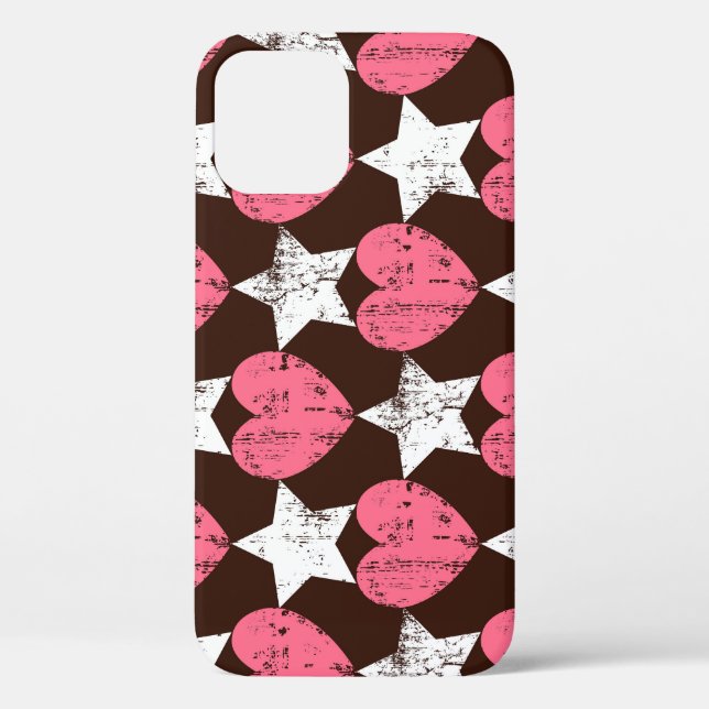 Retro Threadbare Hearts Stars Texture Case-Mate iPhone Case (Back)