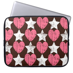 Retro Threadbare Hearts Stars Texture Laptop Sleeve
