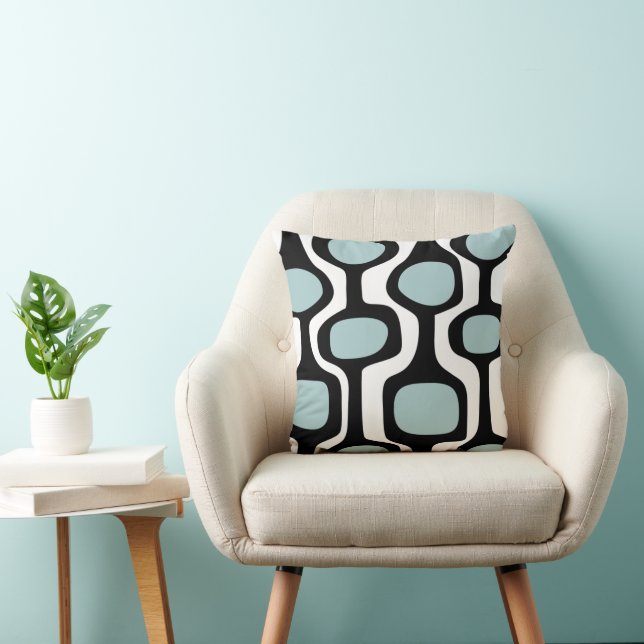 Retro Throw Pillow MCM Print in Retro Blue  (Chair)