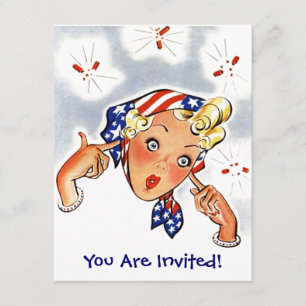 Retro Throwing Fire-Cracker Of a Party Invitation