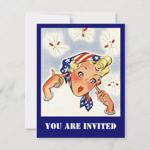 Retro Throwing Fire-Cracker Of a Party Invitation
