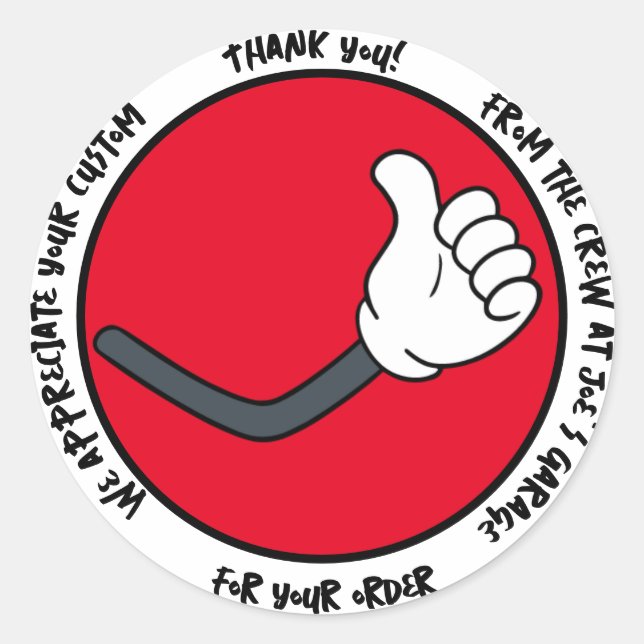 Retro Thumbs up! Thank you. Editable Classic Round Classic Round Sticker (Front)