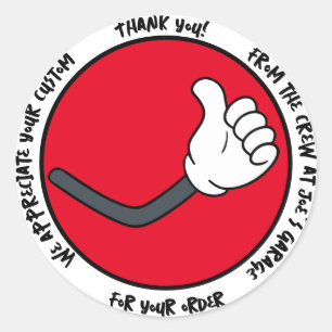 Retro Thumbs up! Thank you. Editable Classic Round Sticker