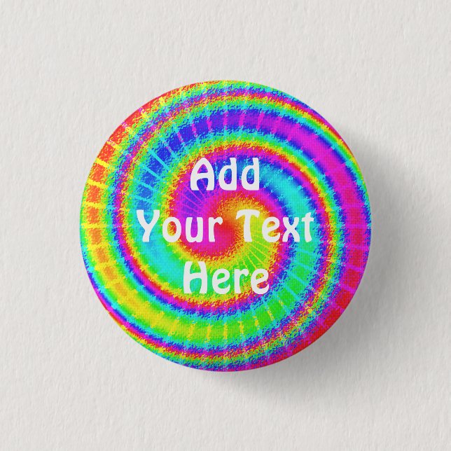Retro Tie Dye Hippie Psychedelic 1 Inch Round Button (Front)
