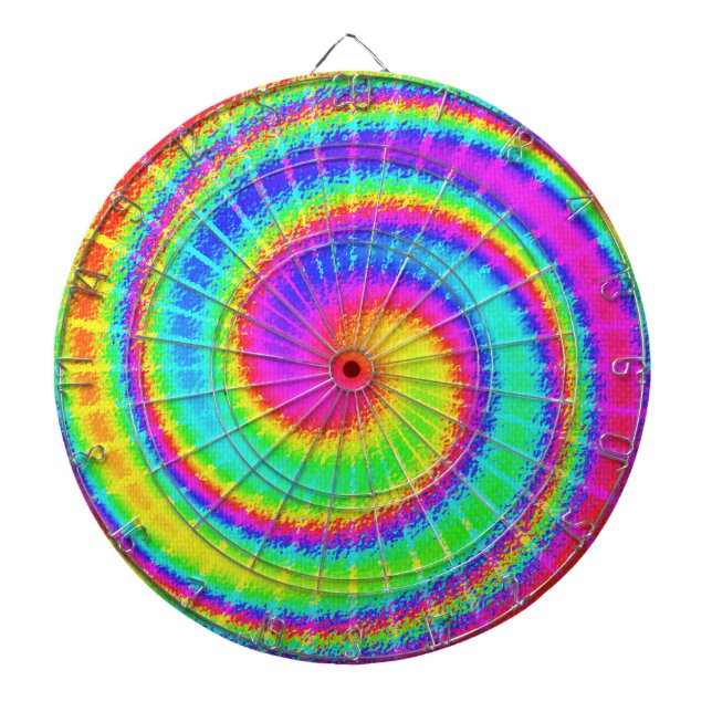 Retro Tie Dye Hippie Psychedelic Dartboard (Front)