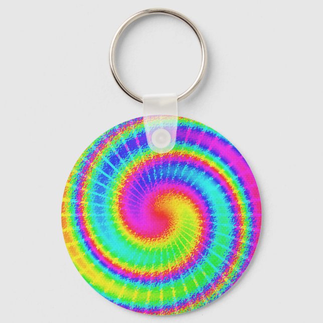 Retro Tie Dye Hippie Psychedelic Keychain (Front)