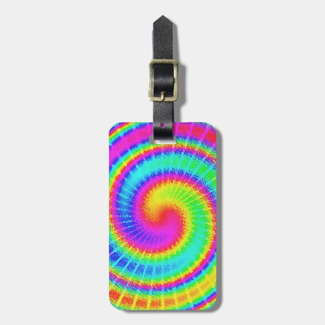 Retro Tie Dye Hippie Psychedelic Luggage Tag (Front Vertical)