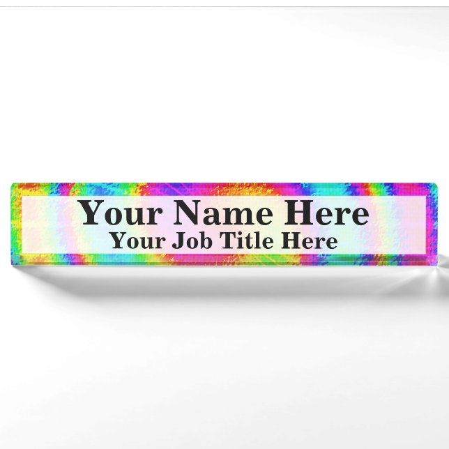 Retro Tie Dye Hippie Psychedelic Nameplate (Front)