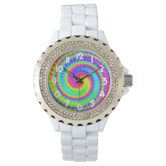 Retro Tie Dye Hippie Psychedelic Watch (Front)