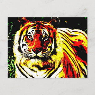 Retro Tiger Pop Art Postcard
