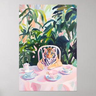 Retro Tiger Poster, Tiger Oil Painting, Vintage Poster