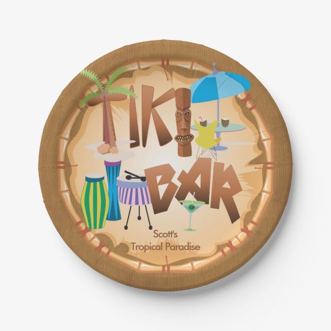 Retro Tiki Bar Party 2 Paper Plate (Front)