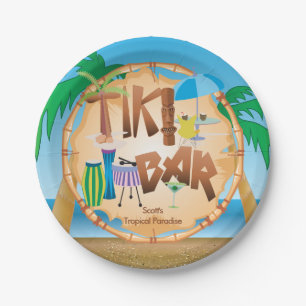 Retro Tiki Bar Party Paper Plate