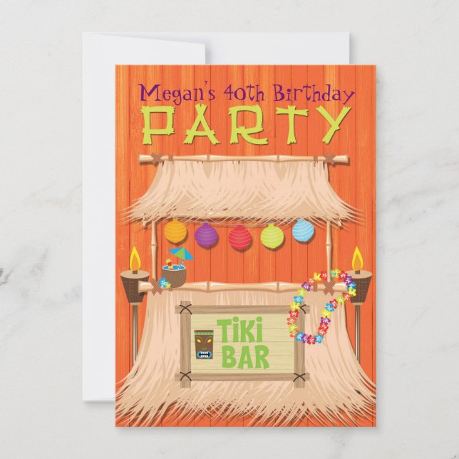 Retro Tiki Bar Tropical Hawaiian Party Invitation (Devant)