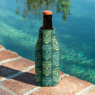 Retro Tiki Beach Bar Pattern Bottle Cooler