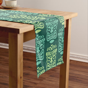 Retro Tiki Beach Bar Pattern Short Table Runner
