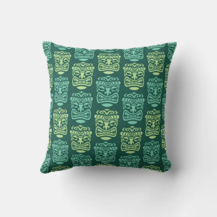 Retro Tiki Beach Bar Pattern Throw Pillow