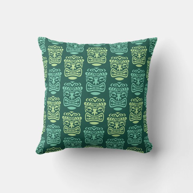 Retro Tiki Beach Bar Pattern Throw Pillow (Back)