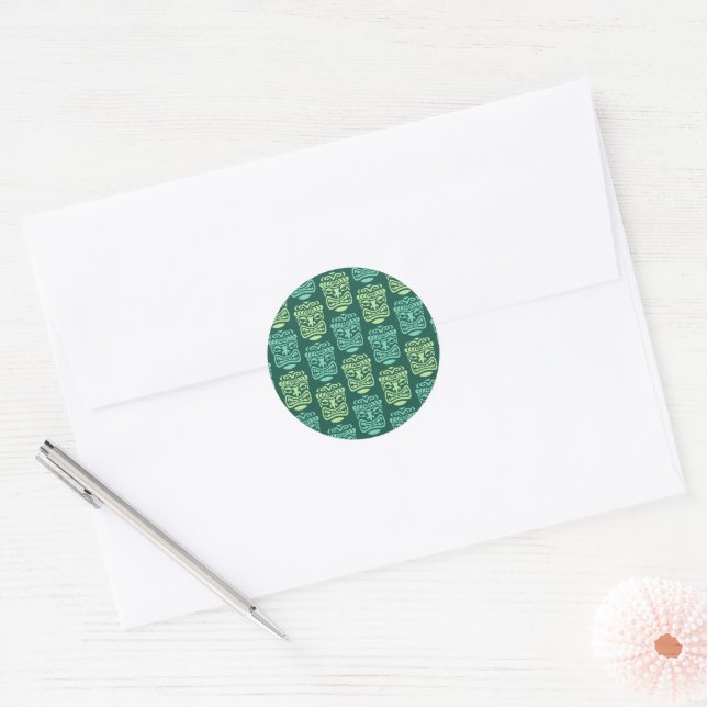 Retro Tiki Beach Party Classic Round Sticker (Envelope)